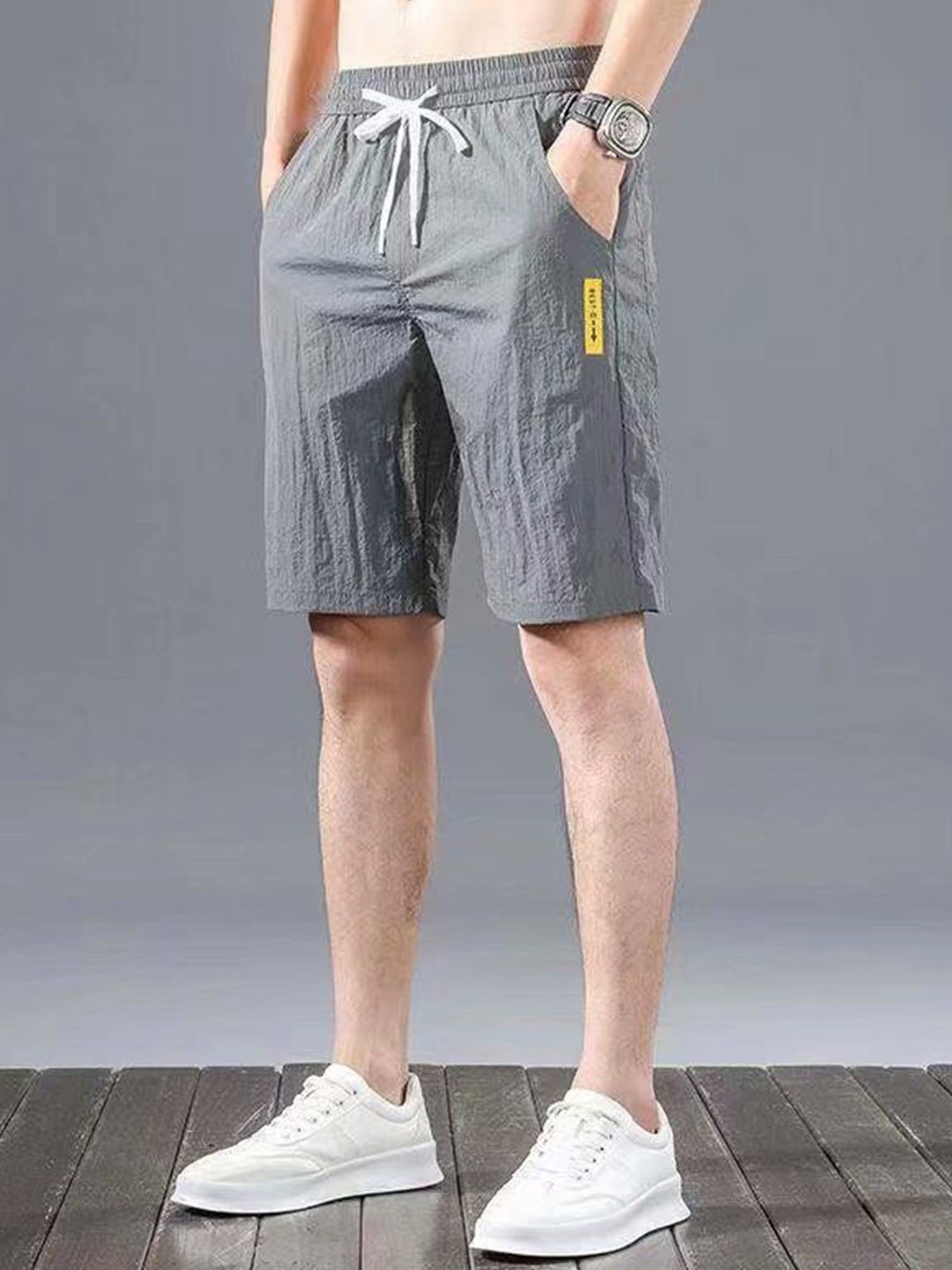 

StyleCast Men Striped Technology Shorts, Grey