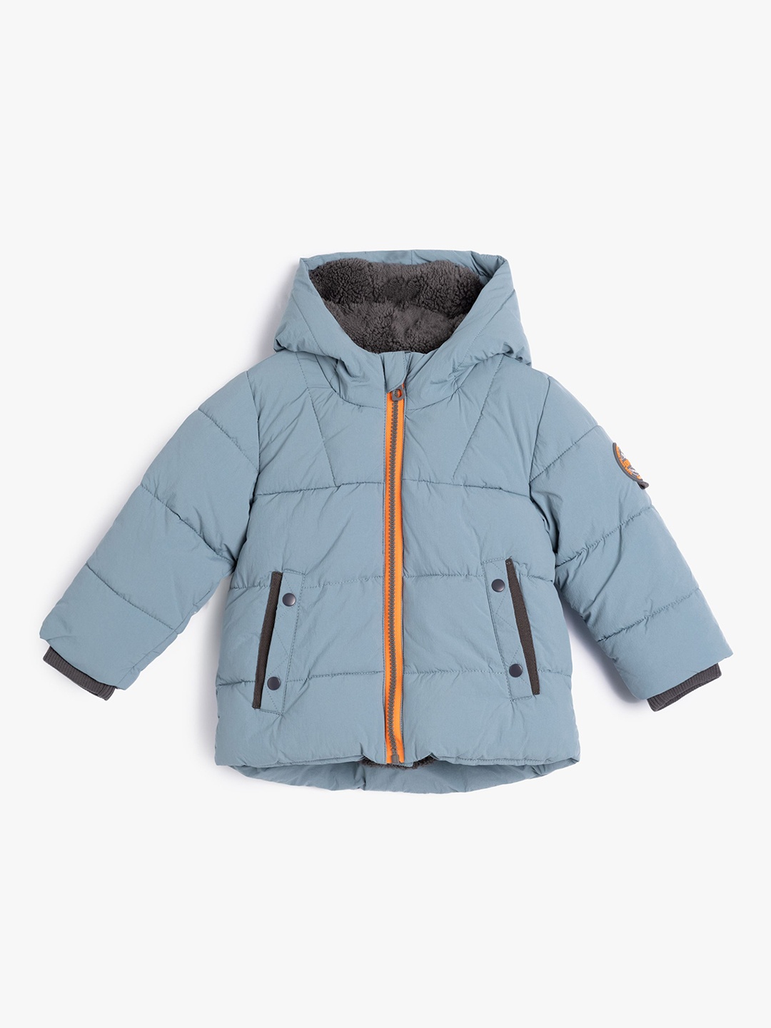 

Koton Boys Solid Hooded Parka Jacket, Blue