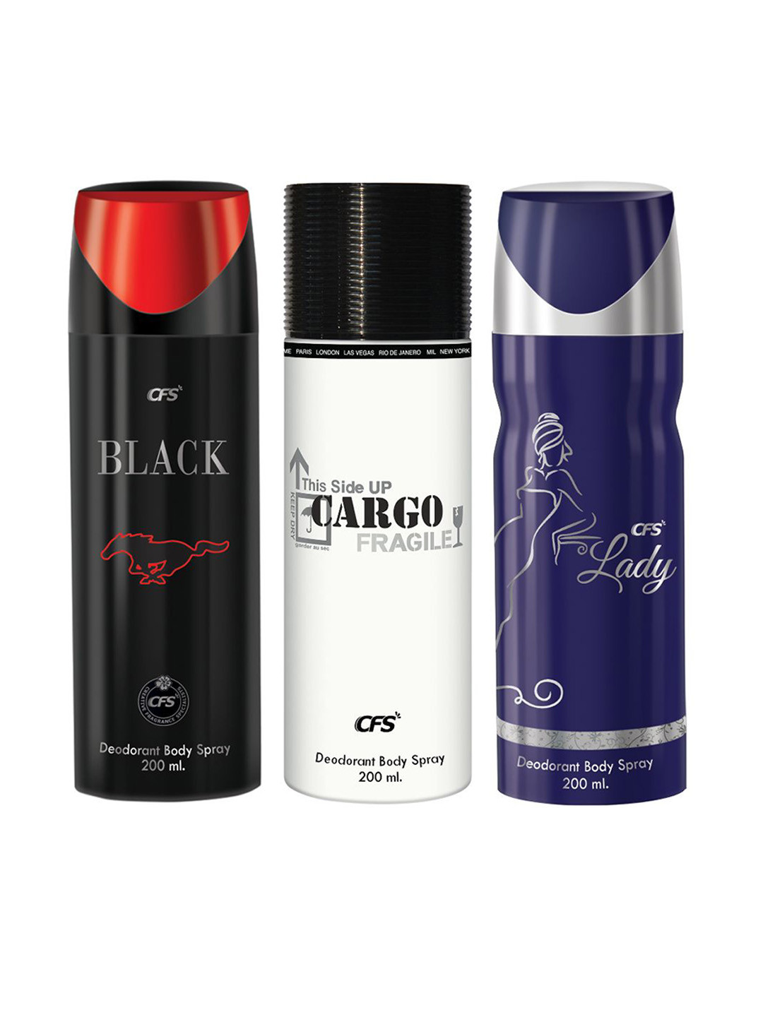 

CFS Set of 3 Long Lasting Deodorant Body Spray - 200 ml each, White