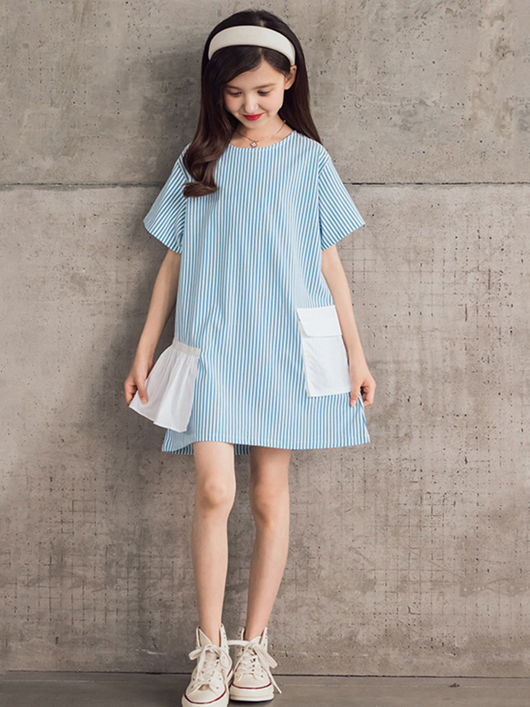 

INCLUD Striped A-Line Dress, Blue