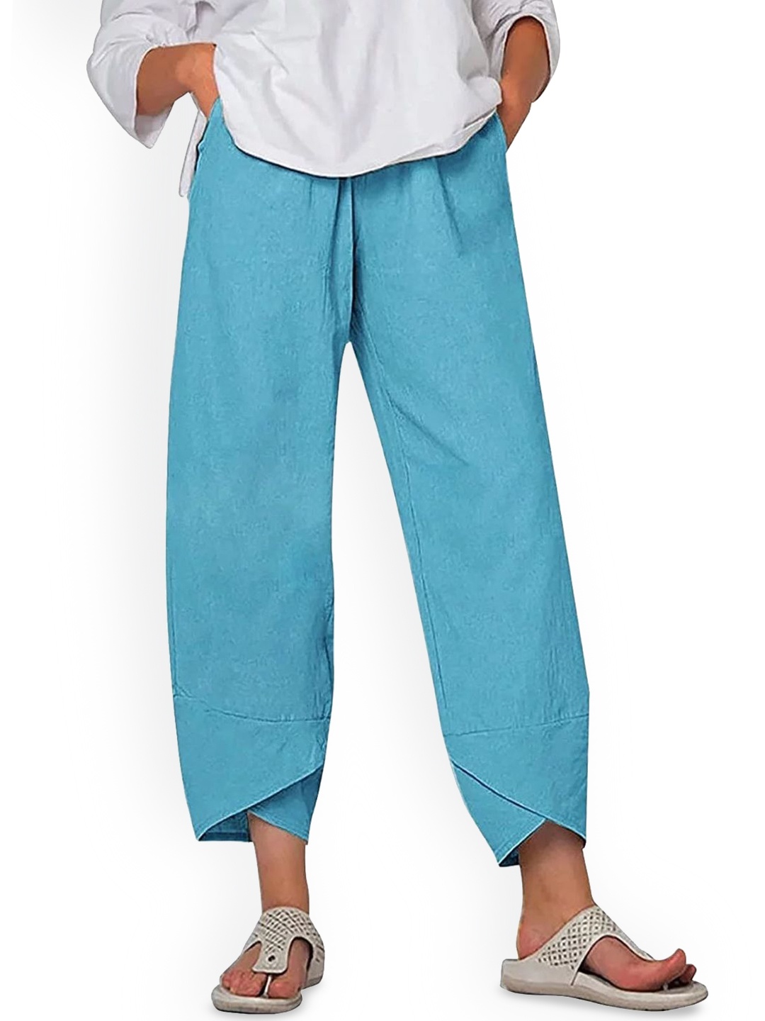 

StyleCast Women Printed Relaxed Loose Fit Chinos Trousers, Blue