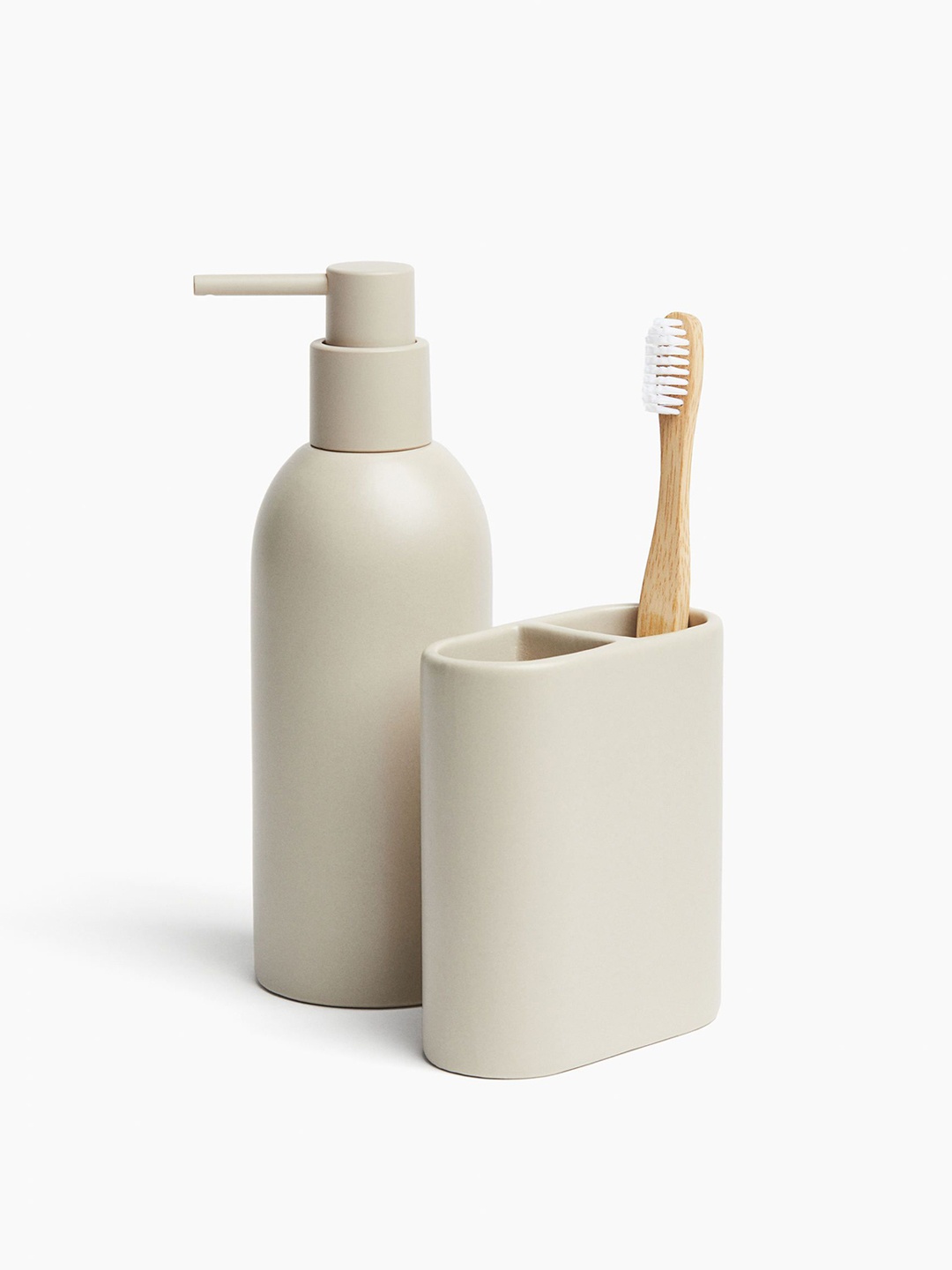 

H&M Beige Colored Stoneware Soap Dispenser