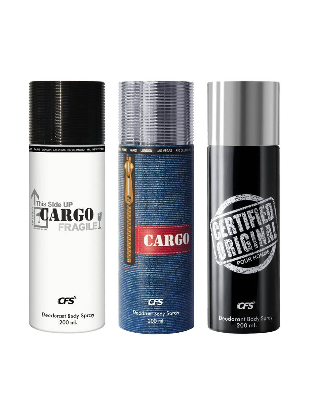 

CFS Set Of 3 Long Lasting Deodorant Body Spray 200 ml Each, Black
