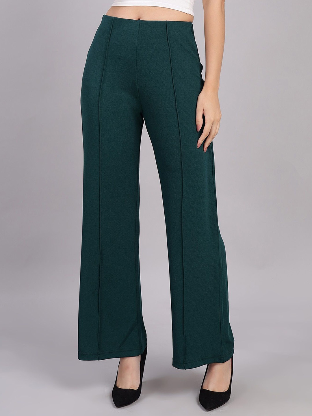 

VISO Women Mid-Rise Parallel Trousers, Green