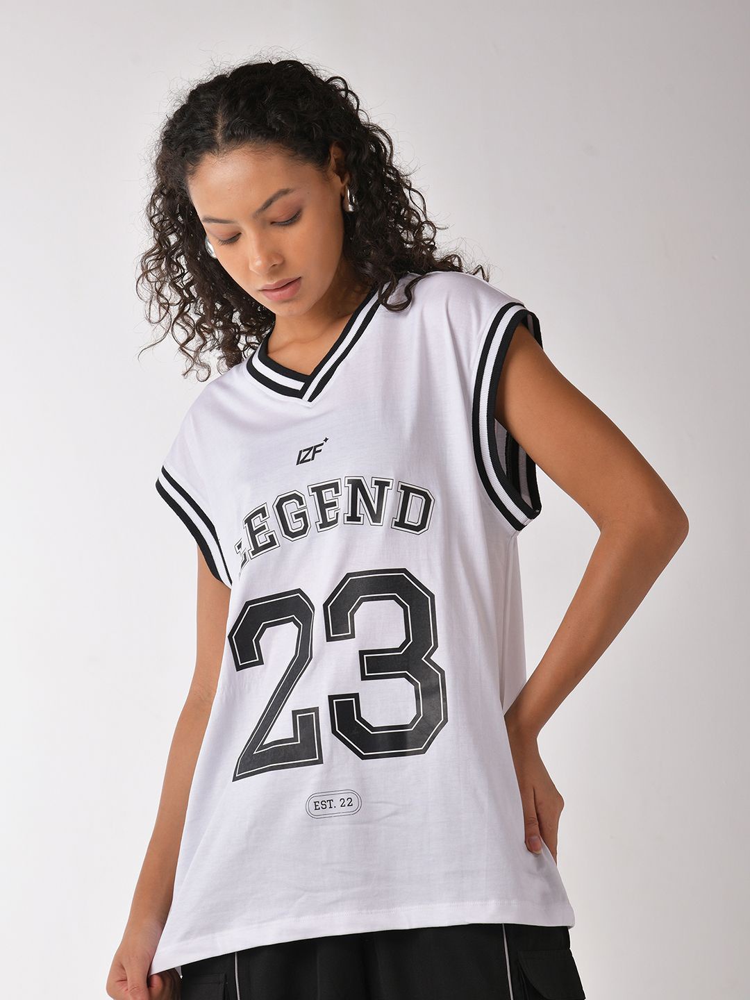 

IZF Graphic Printed Basketball Style Top, White