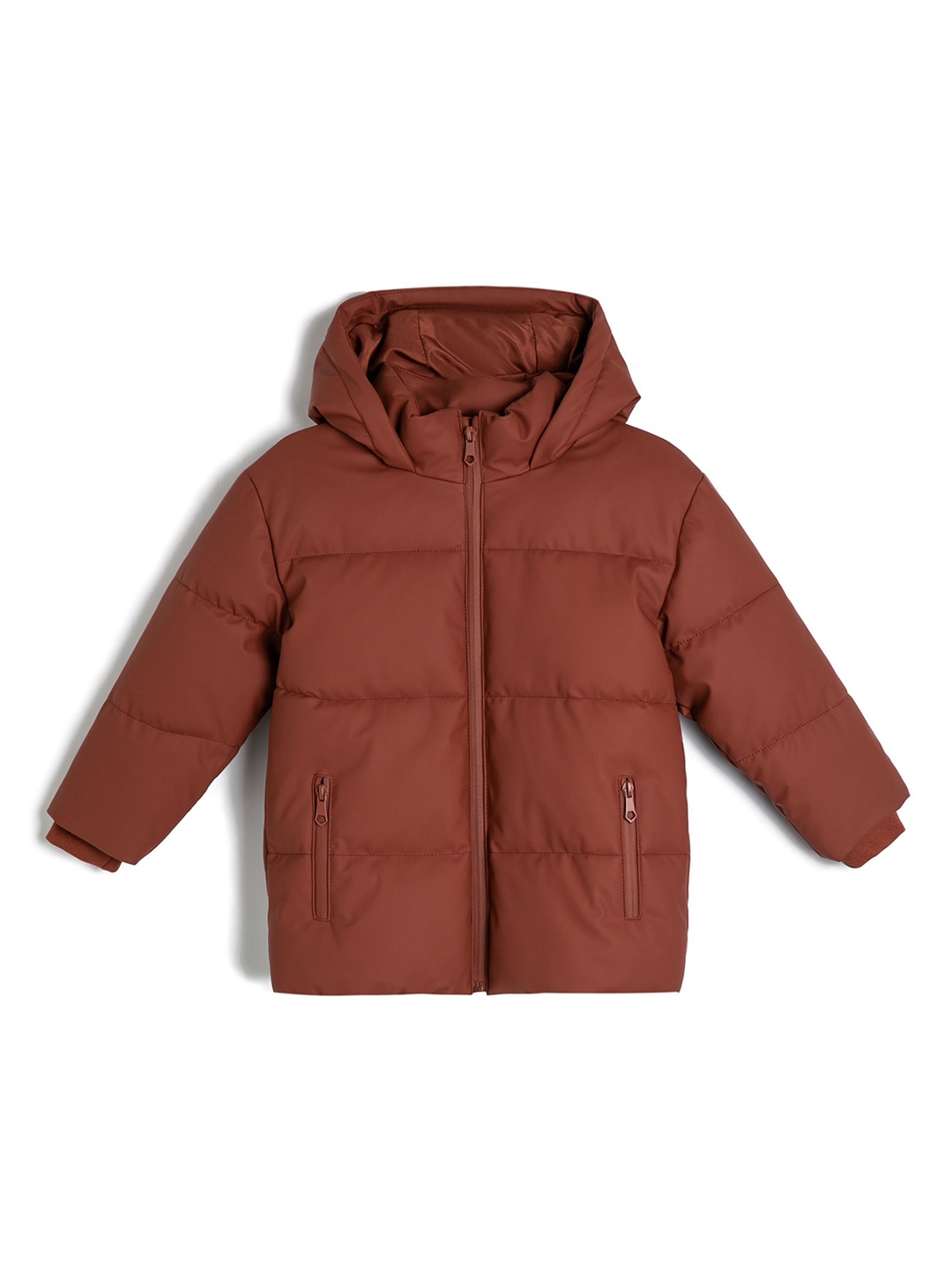 

Koton Boys Solid Hooded Padded Jacket, Brown