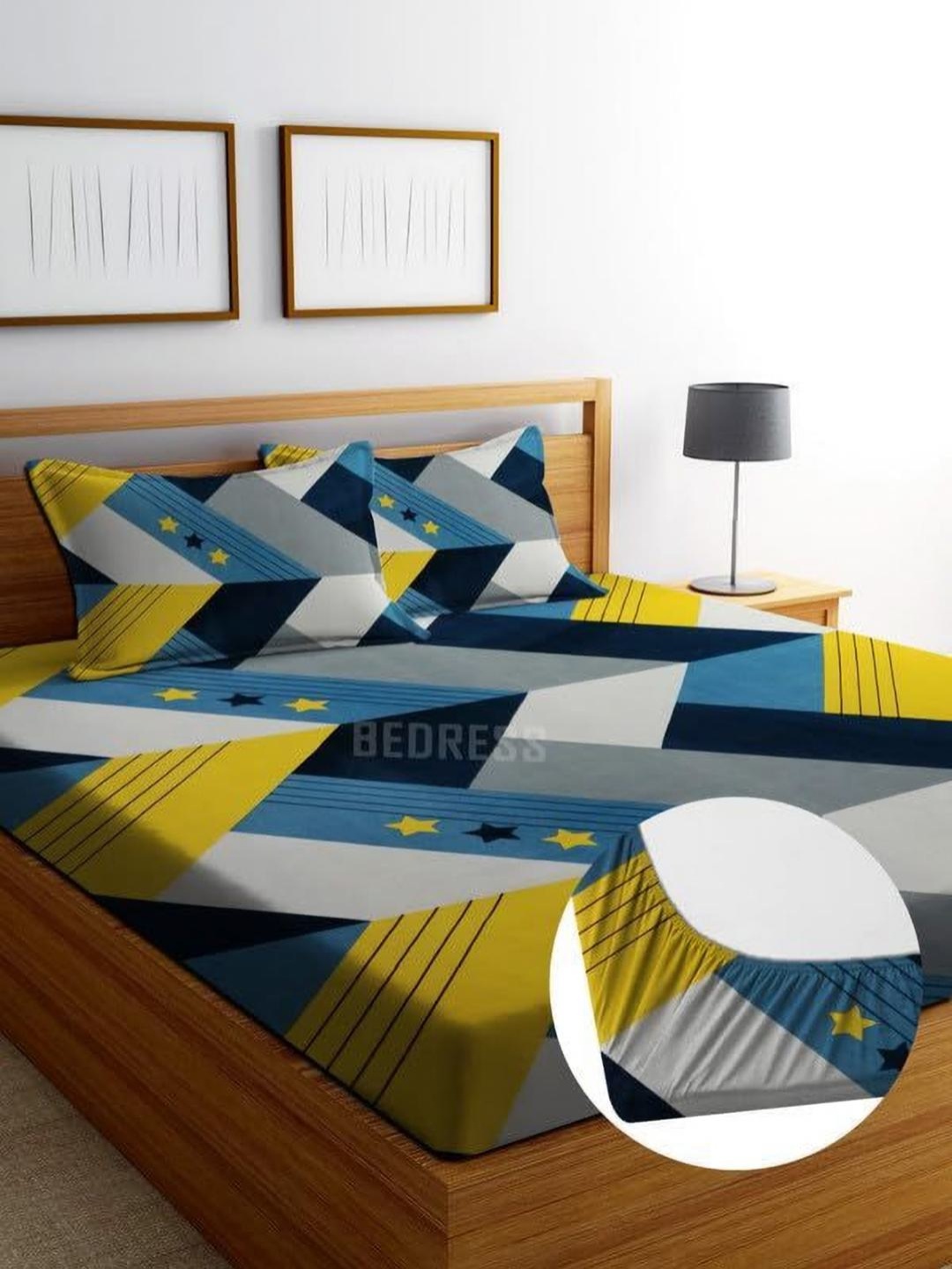 

Innovative Edge Blue Striped 180 TC King Bedsheet with 2 Pillow Covers