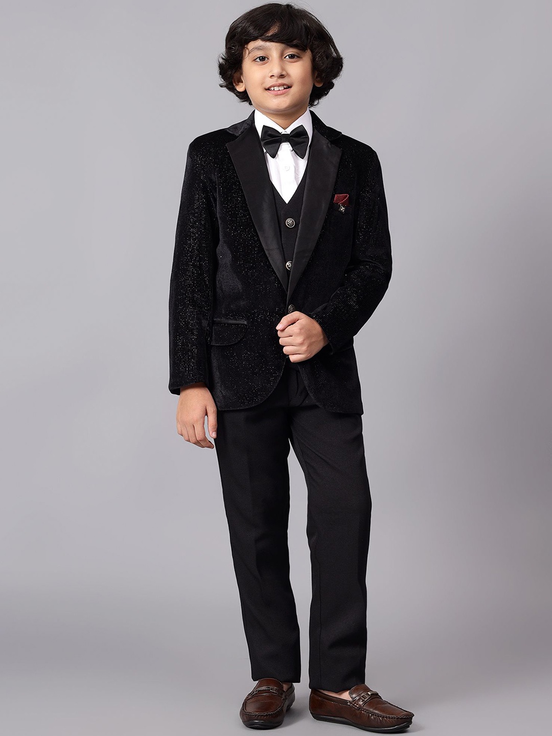 

BAESD Boys Single-Breasted Five-Piece Formal Suits, Black