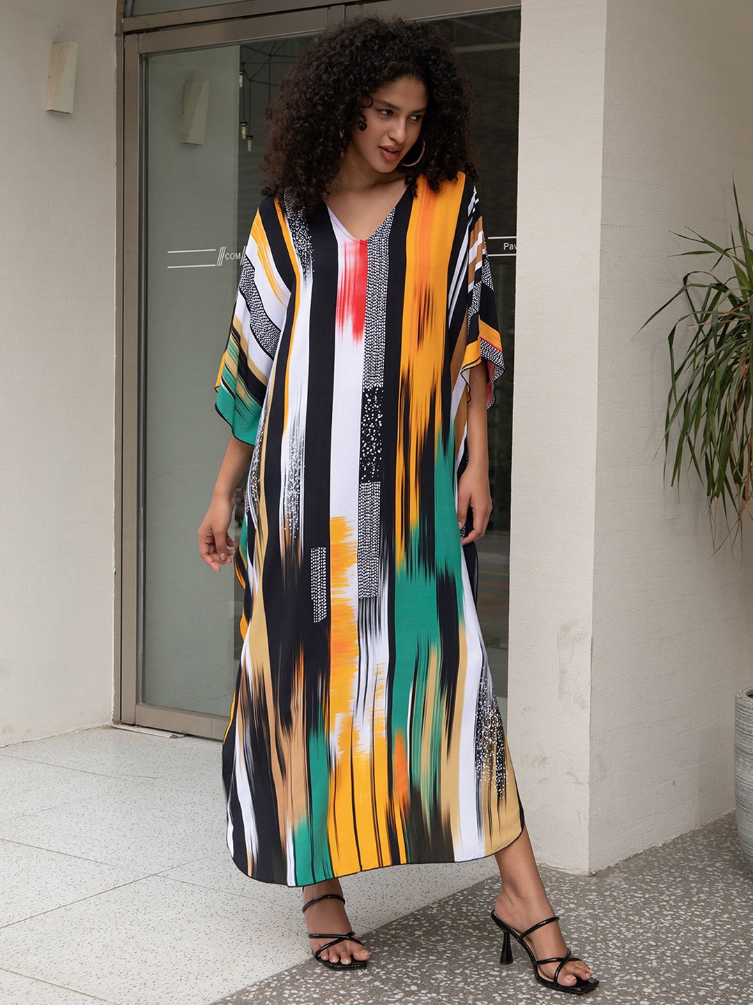 

LULU & SKY Printed Kaftan Maxi Dress, Black