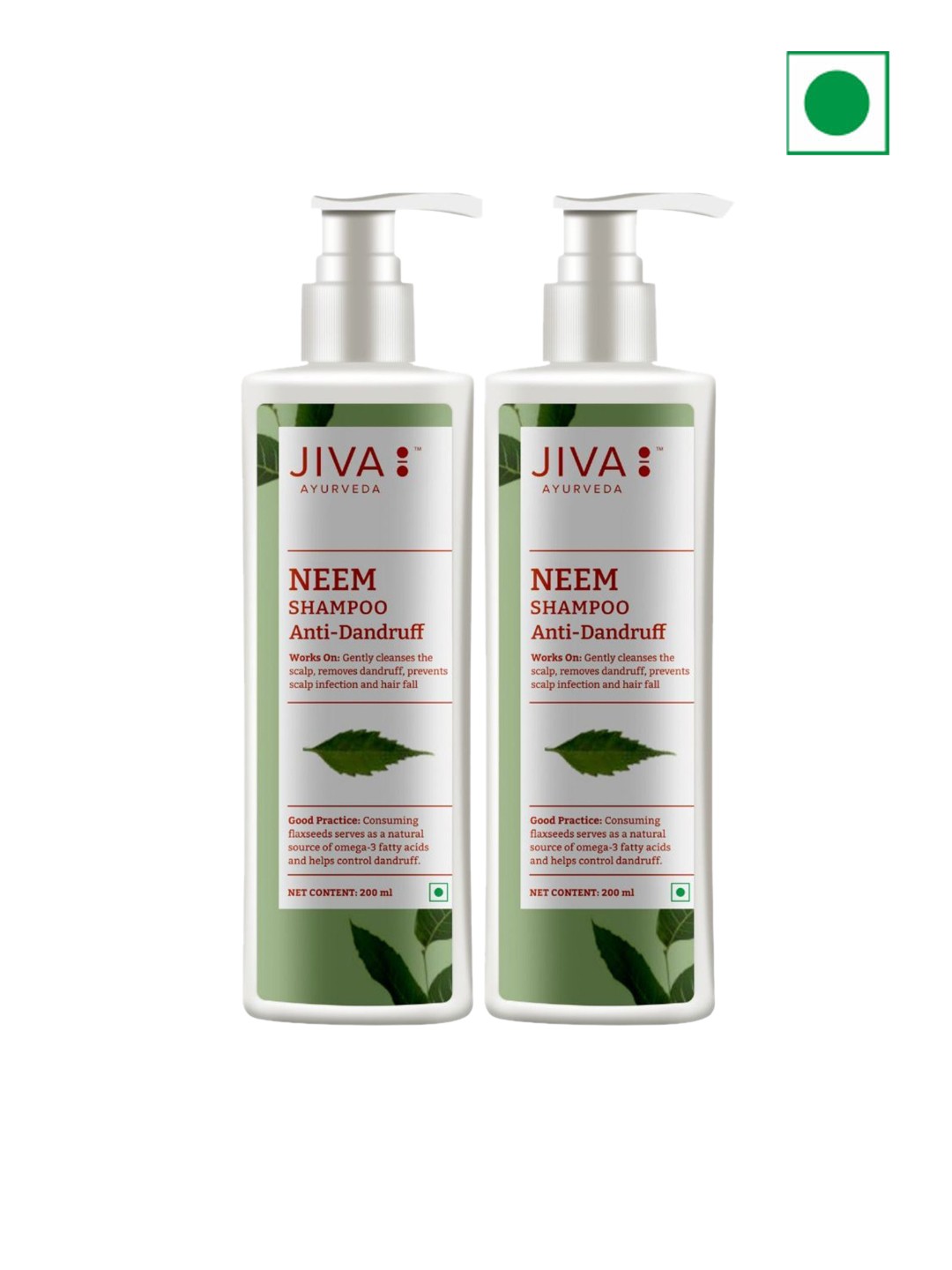 

Jiva Set Of 2 Anti-Dandruff Nourishing Neem Shampoo- 200 ml Each, White