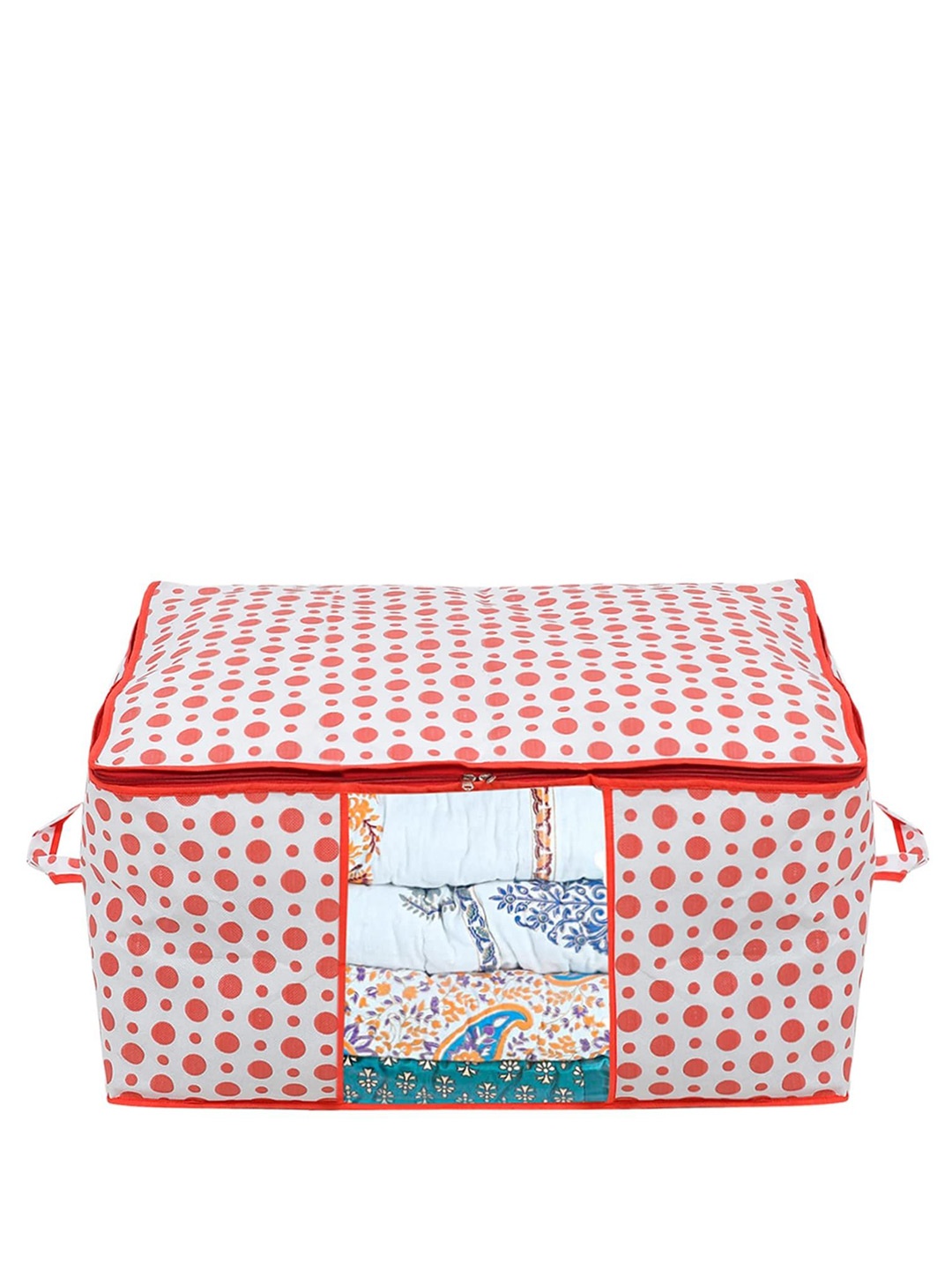 

Kuber Industries Pink & White Polka Dot Printed Multi-Utility Organiser