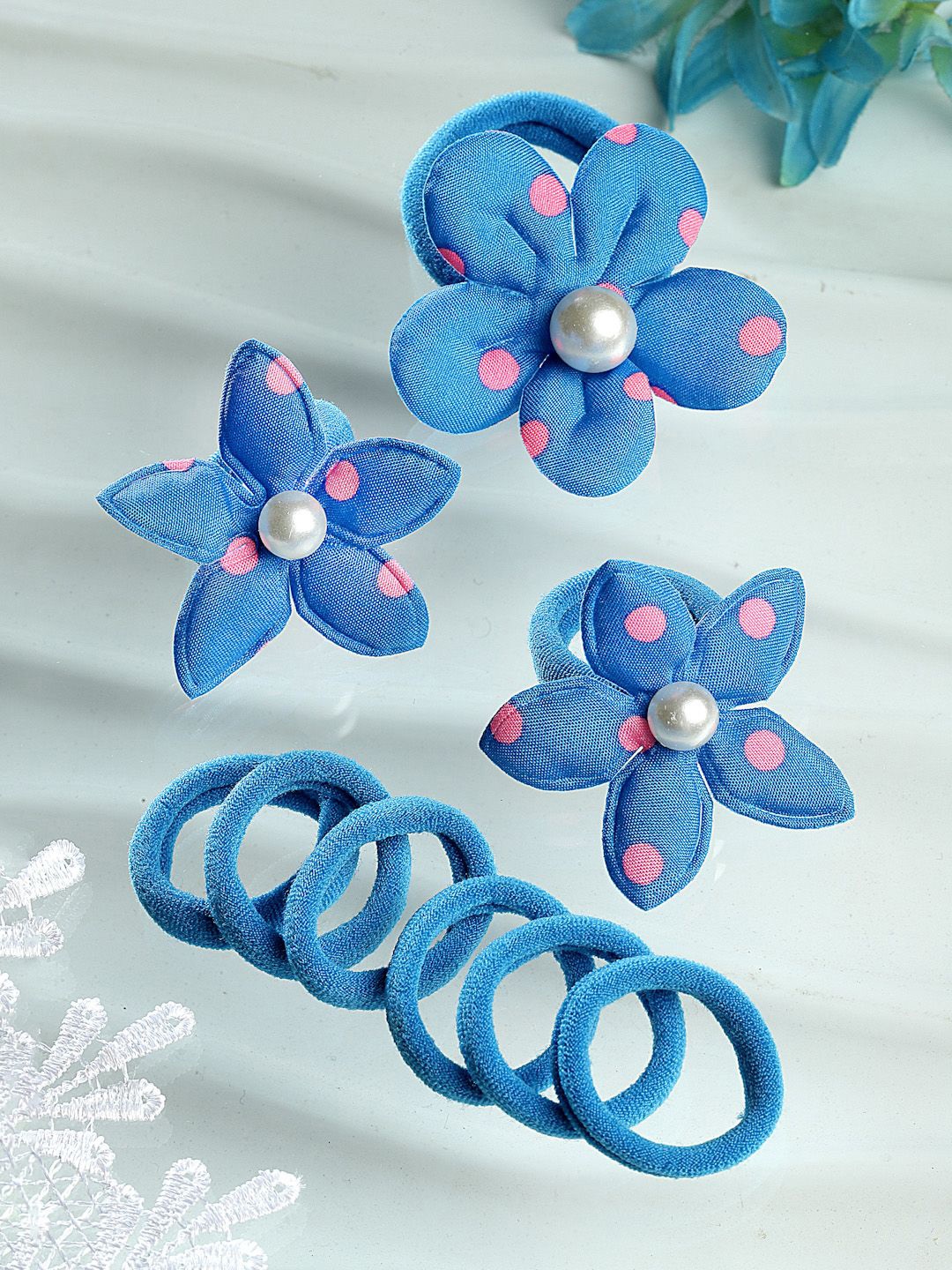 

Stoln Girls Set Of 9 Beaded Ponytail Holders, Blue