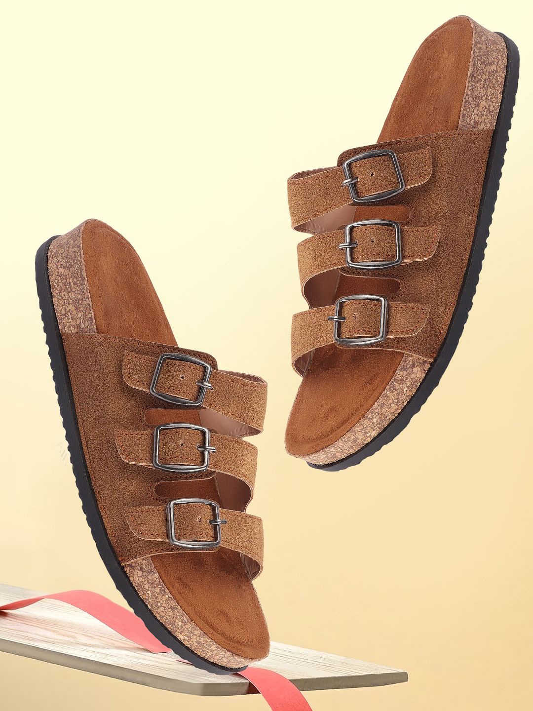 

JUMPLITE Women's Casual Synthetic Leather Open Toe Sandals, Tan