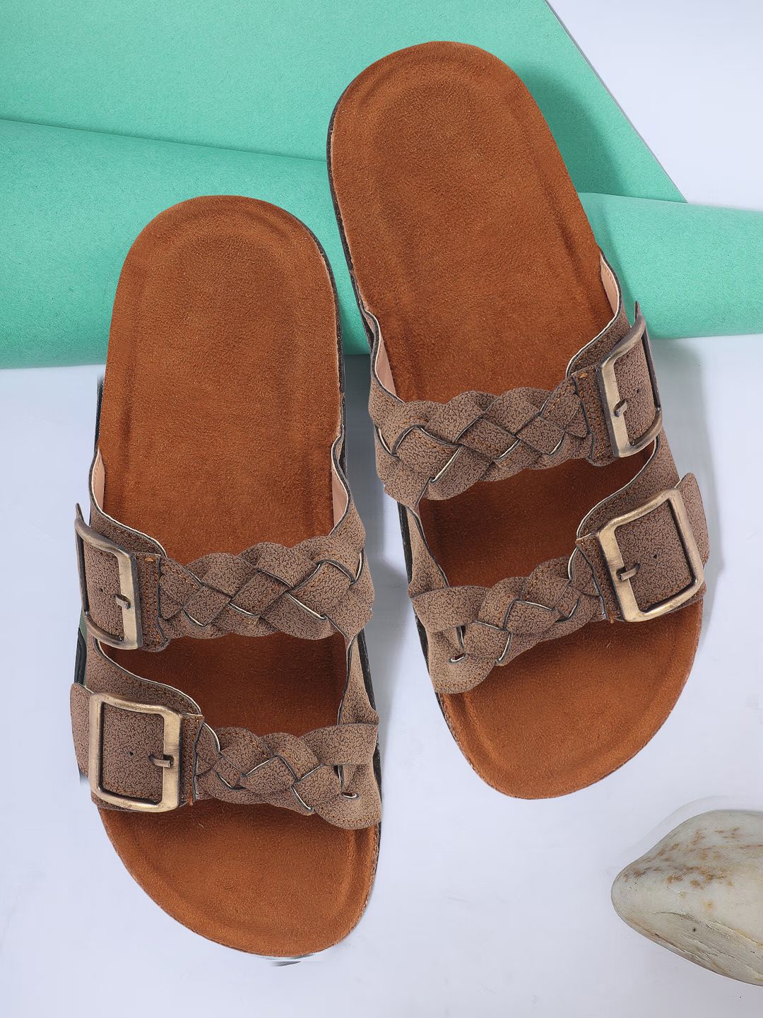 

JUMPLITE Women's Tan Rexene Two Strap Sandals
