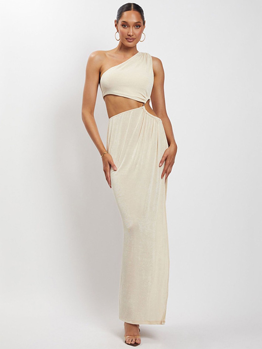

LULU & SKY One Shoulder Maxi Dress, Off white