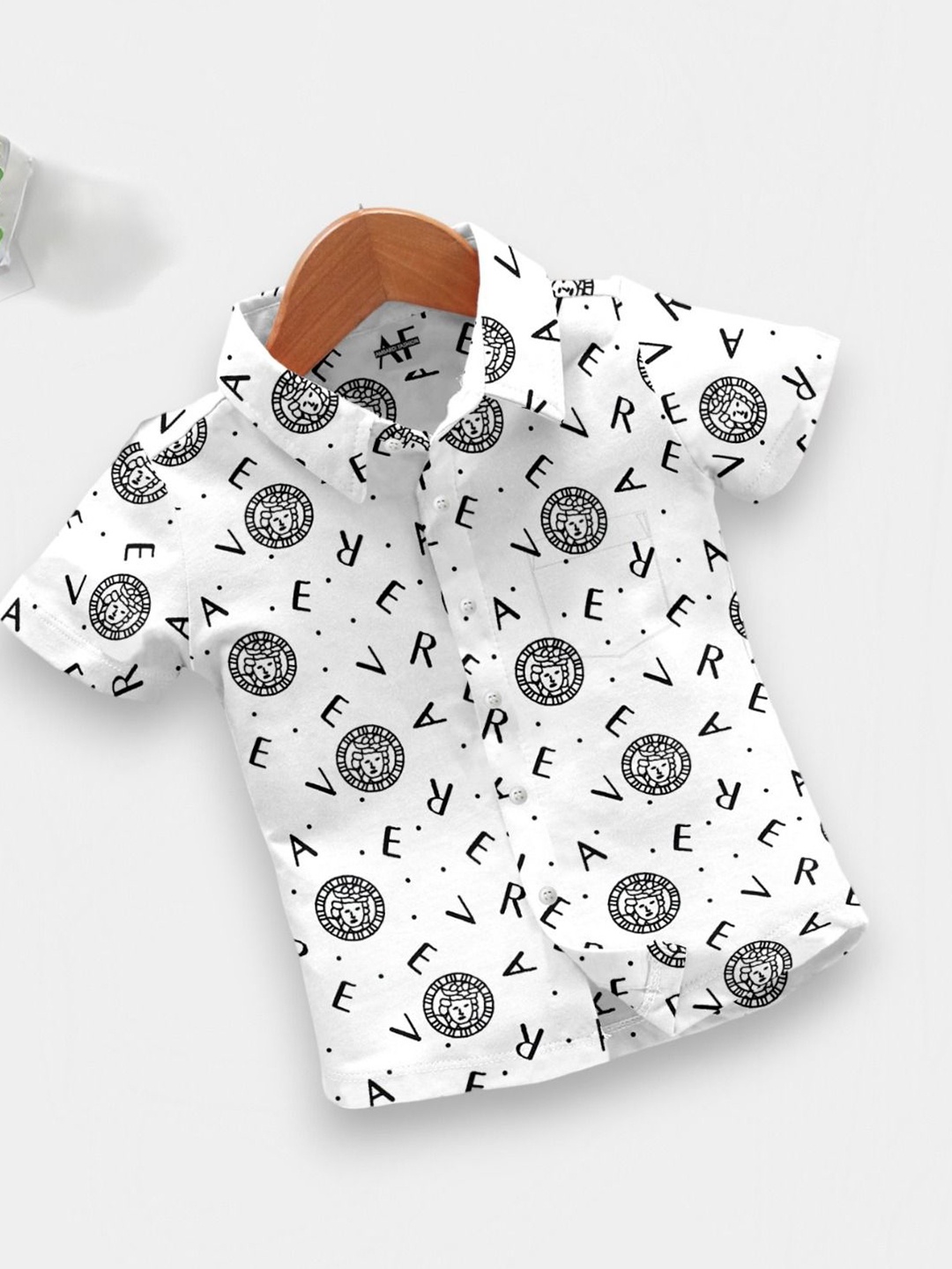 

BAESD Boys Classic Spread Collar Typography Printed Polycotton Formal Shirt, White