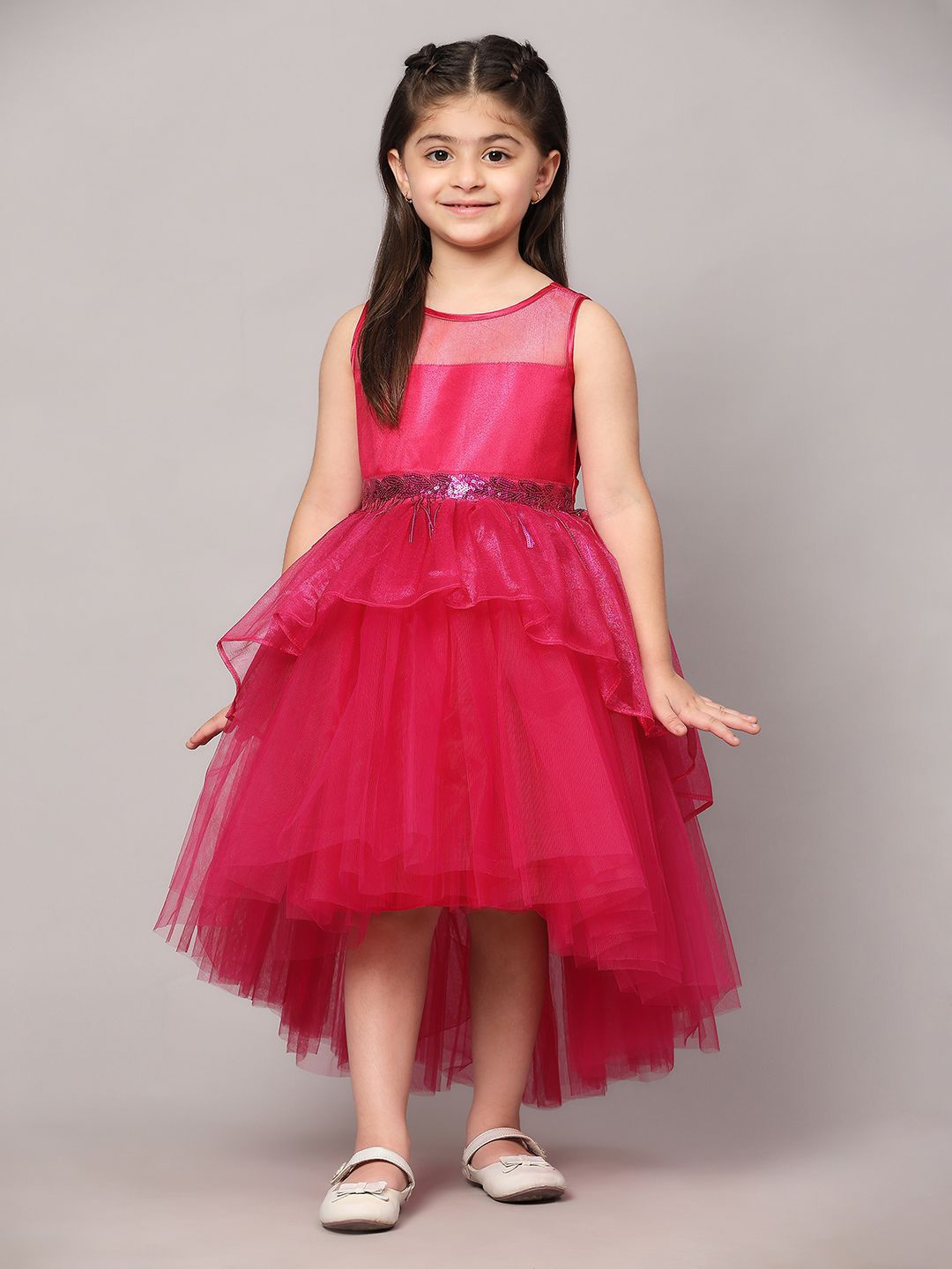 

Toy Balloon kids Girls Net Fit & Flare Midi Dress, Fuchsia