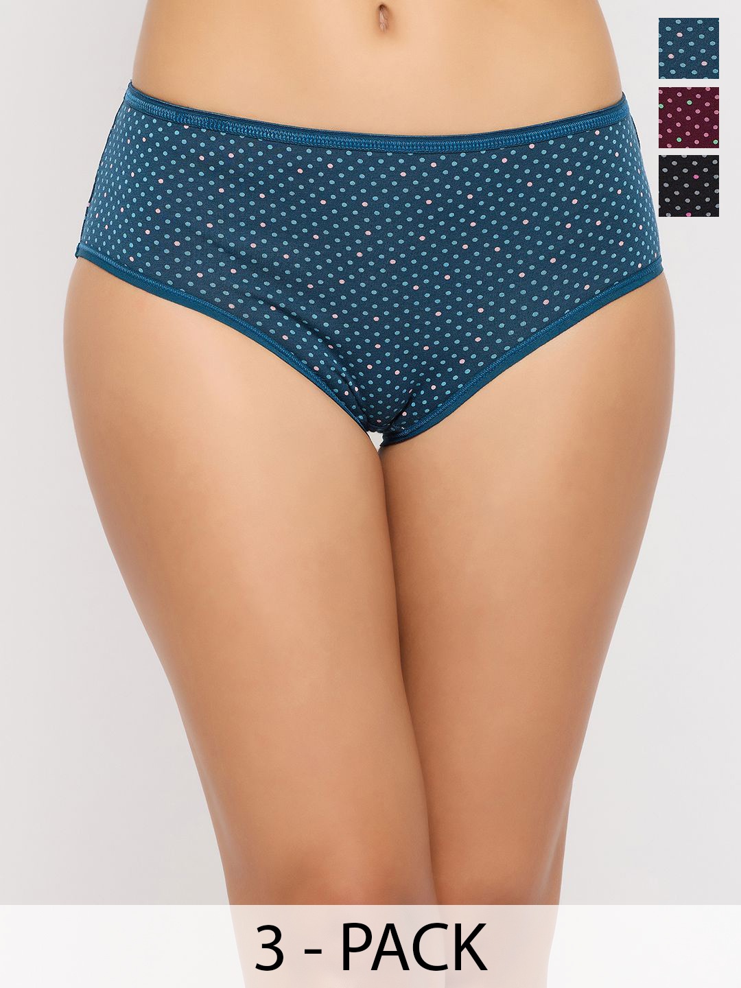 

Clovia Women Pack Of 3 Cotton Printed Hipster Briefs, Maroon