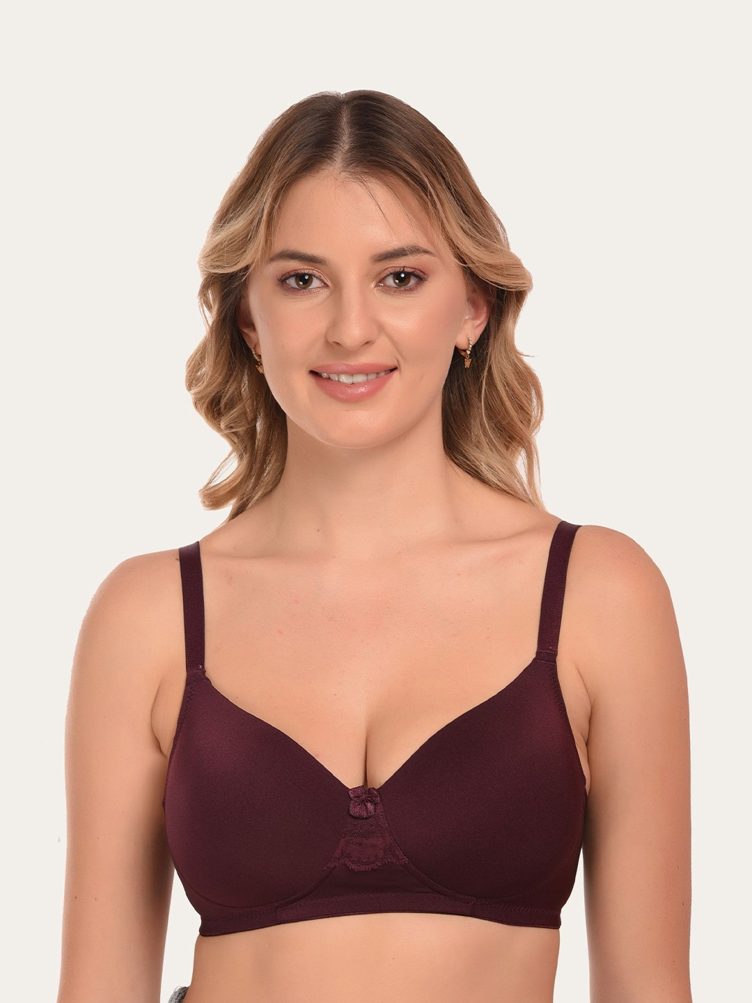 

DressBerry Medium Coverage Lightly Padded Bra, Burgundy