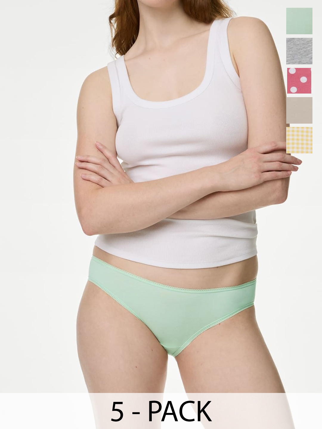 

Marks & Spencer Pack Of 5 Printed Bikini BriefsT615100XLIGHT APPLE, Yellow