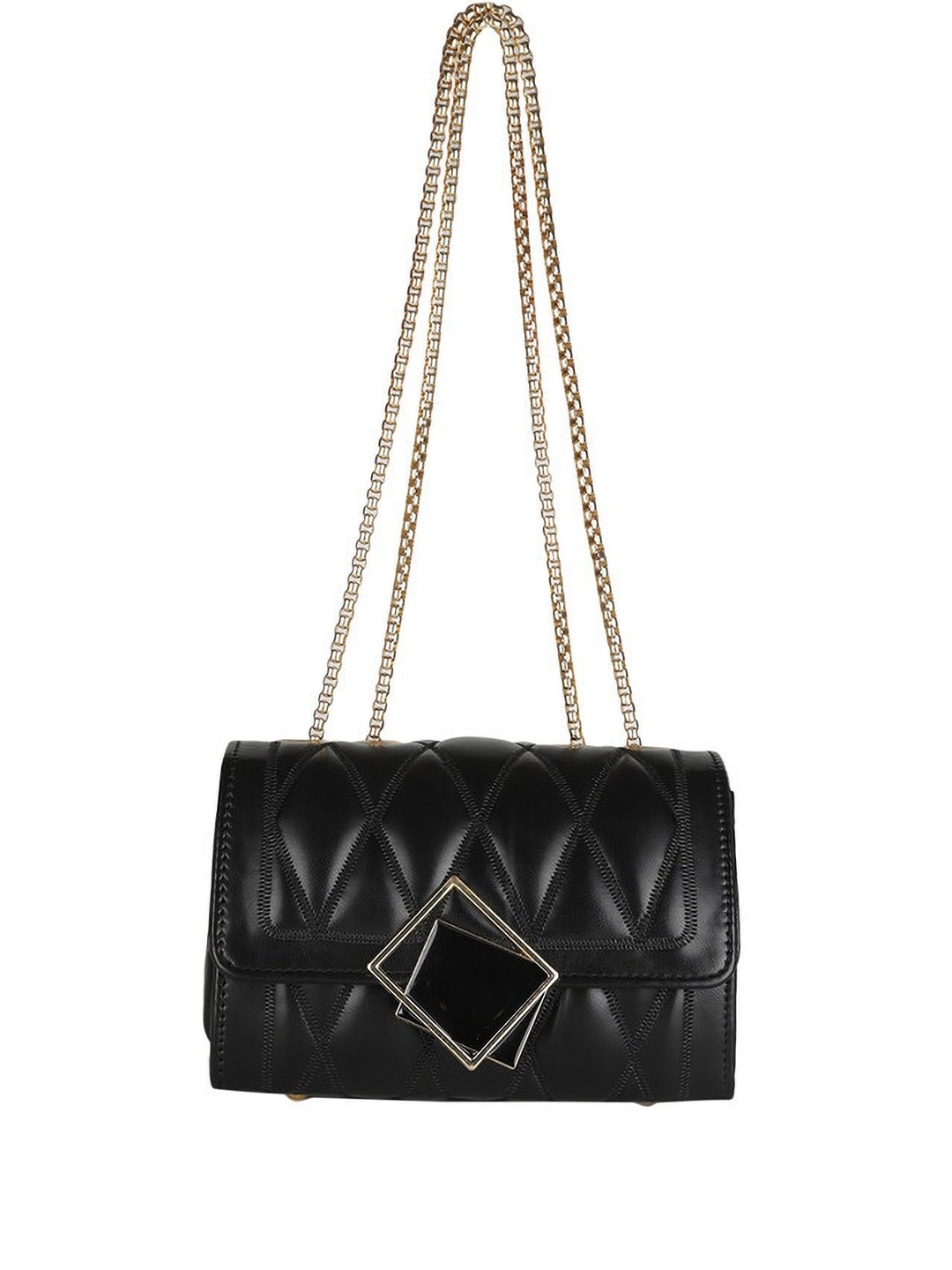 

MINI WESST Women Quilted Textured Bowling Shoulder Bag, Black