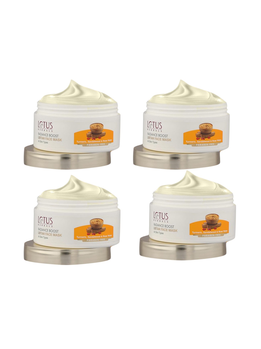 

Lotus Herbals Set Of 4 Radiance Boost Ubtan Face Mask - 100g Each, White