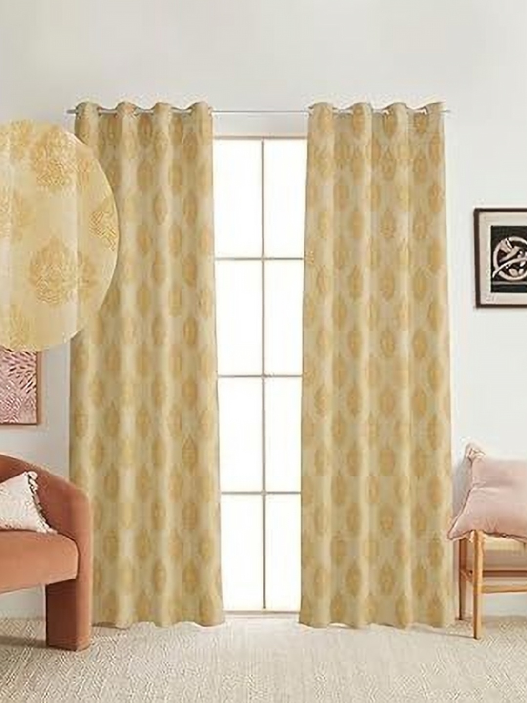 

Banchmark Home Furnishings Cream-Coloured & Gold-Toned 2 Pieces Ethnic Motifs Door Curtain