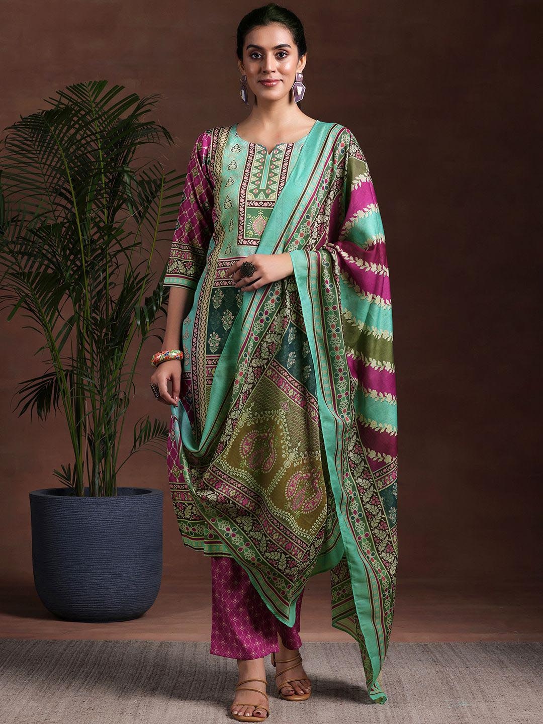 

Libas Ethnic Motifs Printed Kurta with Trousers & Dupatta, Purple