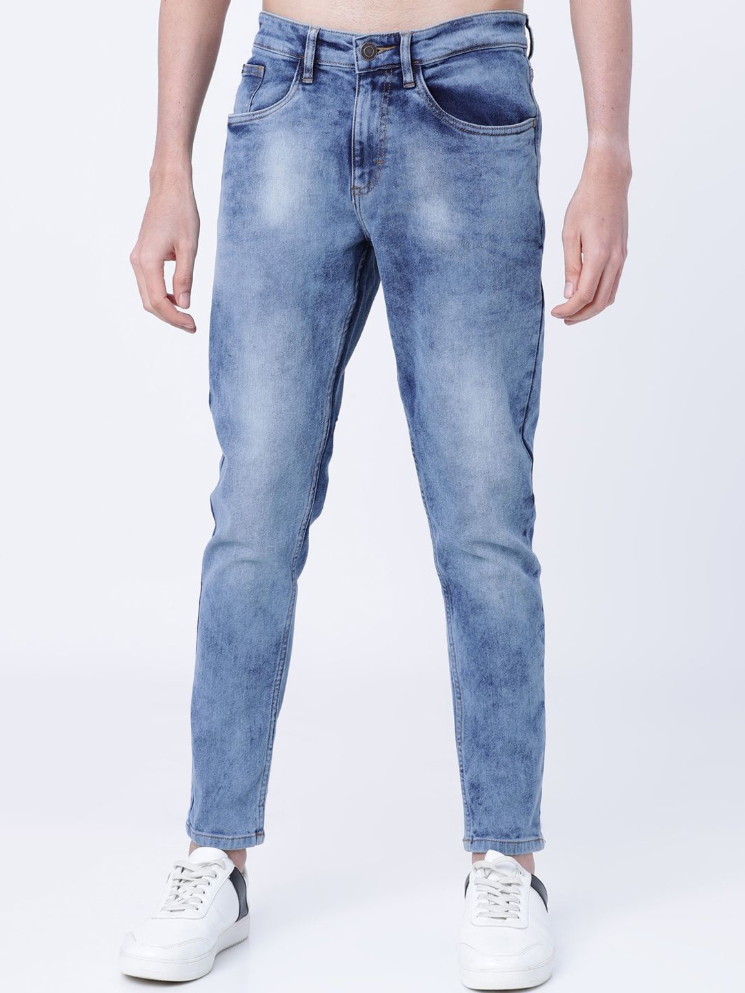 

HIGHLANDER Men Slim Fit Mid-Rise Heavy Fade Stretchable Jeans, Blue