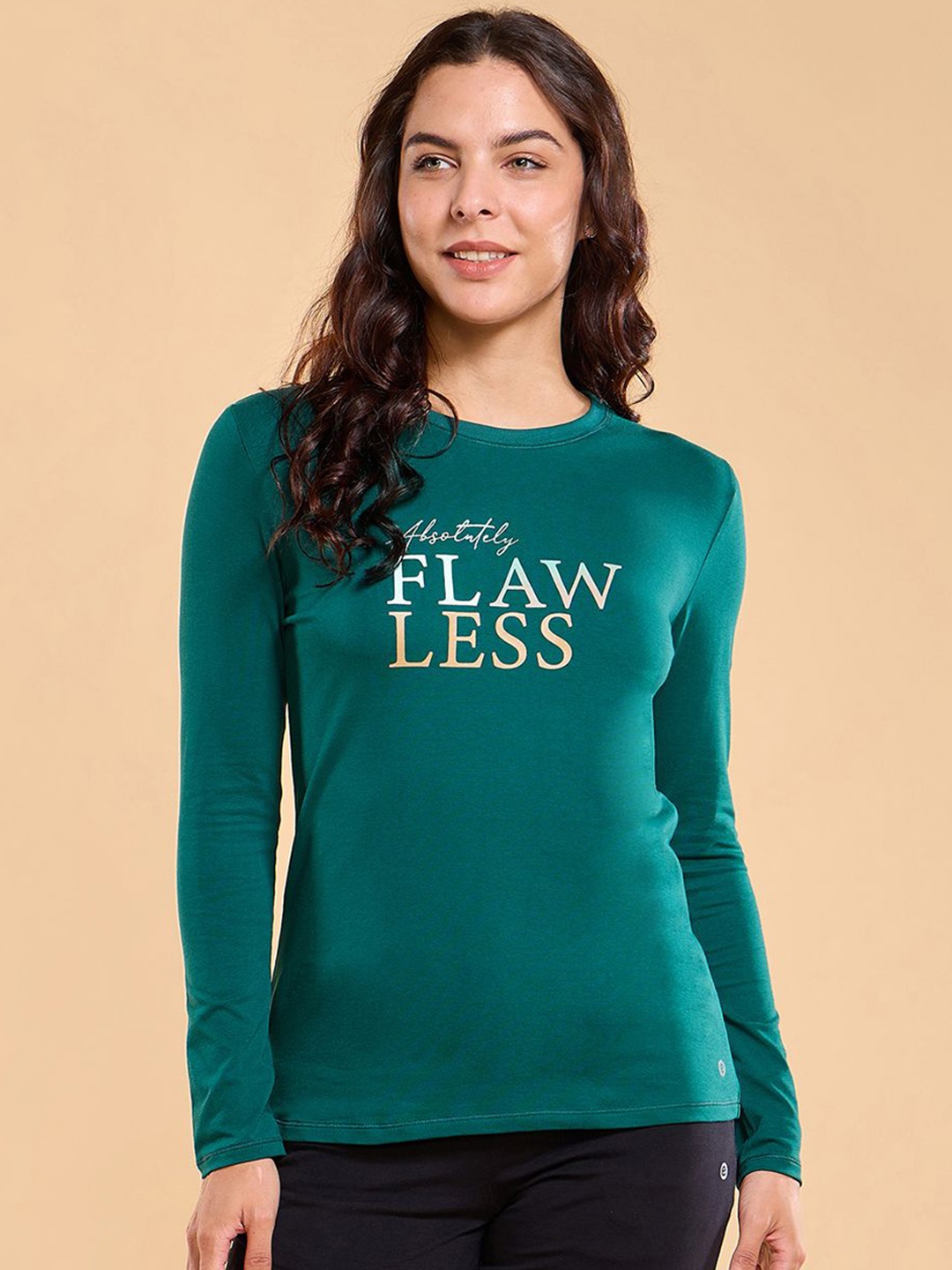 

Enamor E157 Graphic Printed Basic Stretchable Cotton T-shirt, Green