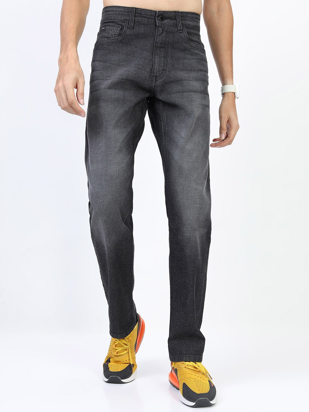

HIGHLANDER Men Mid-Rise Cotton Straight Fit Stretchable Jeans, Charcoal