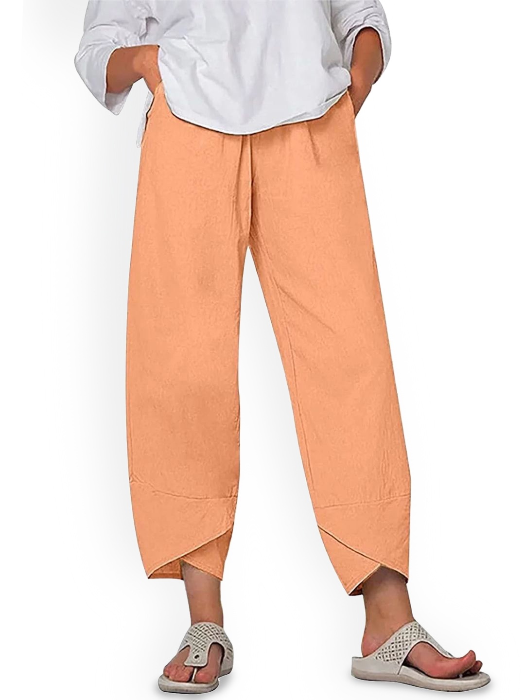

StyleCast Women Relaxed Loose Fit Cotton Trouser, Orange