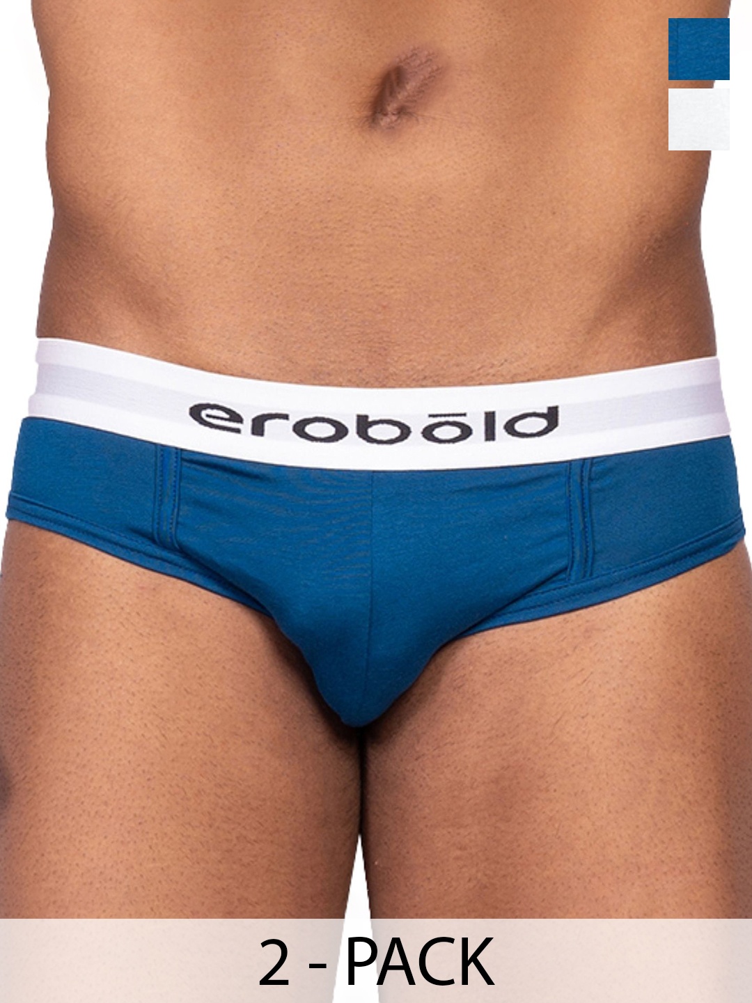 

EROBOLD Pack Of 2 Men Mid-Rise BriefsMBRC2-BR17BW1MM, Blue