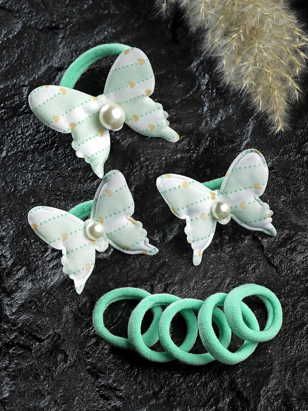 

Stoln Set of 9 Girls Embellished Ponytail Holders, Sea green