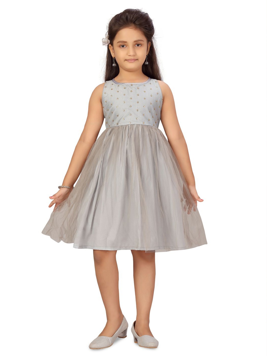 

BAESD Girls Solid Fit & Flare Dress, Grey