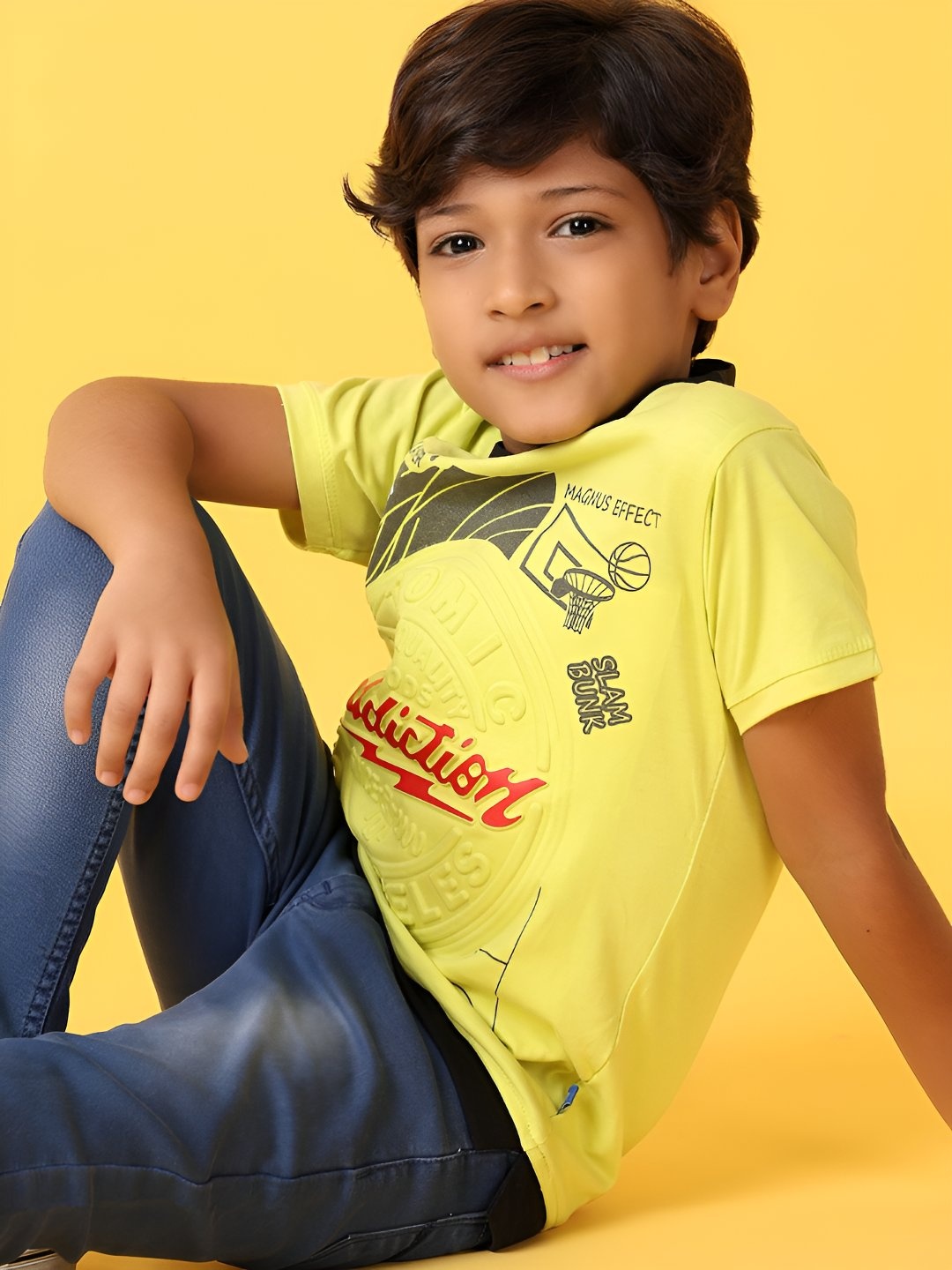 

V-Mart Boys Typography Printed Round Neck Cotton T-Shirt, Lime green