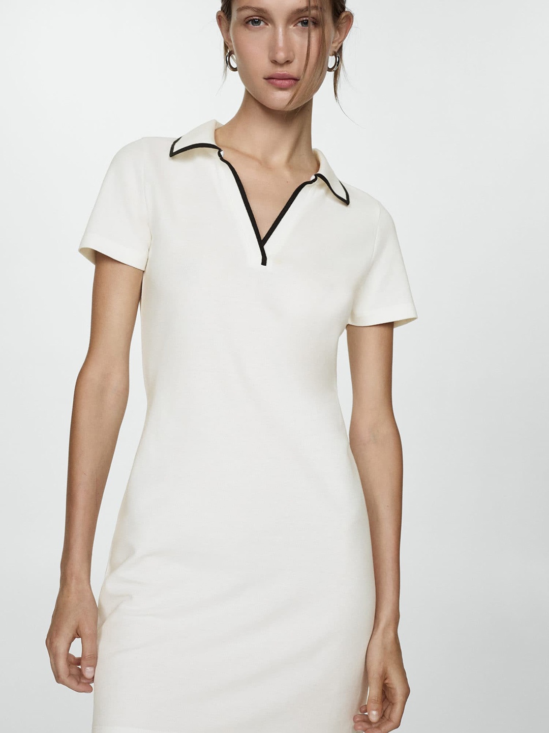 

MANGO Polo Neck T-shirt Dress, White
