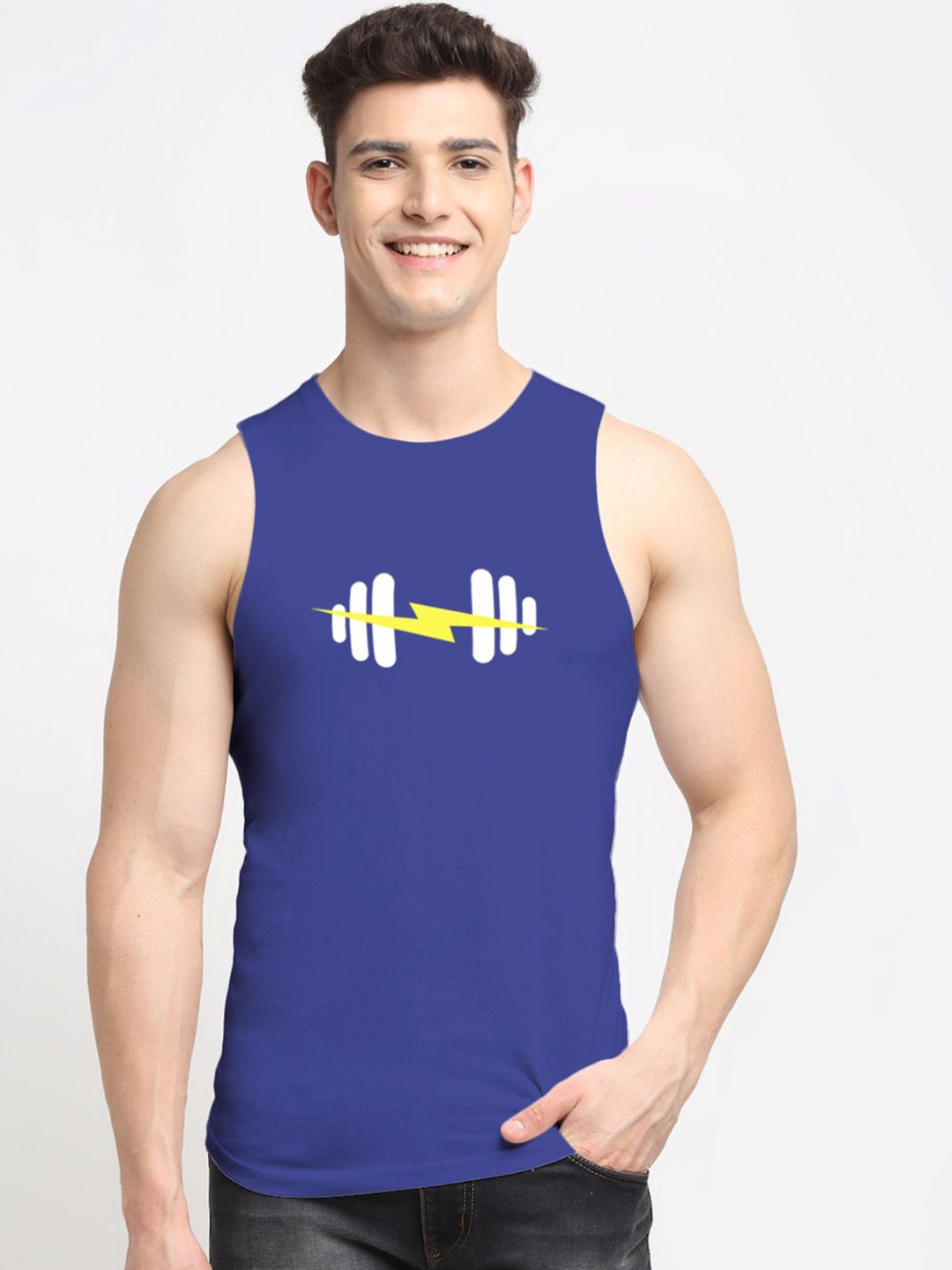 

Friskers Men Pure Cotton Gym Vest AE458-05, Blue