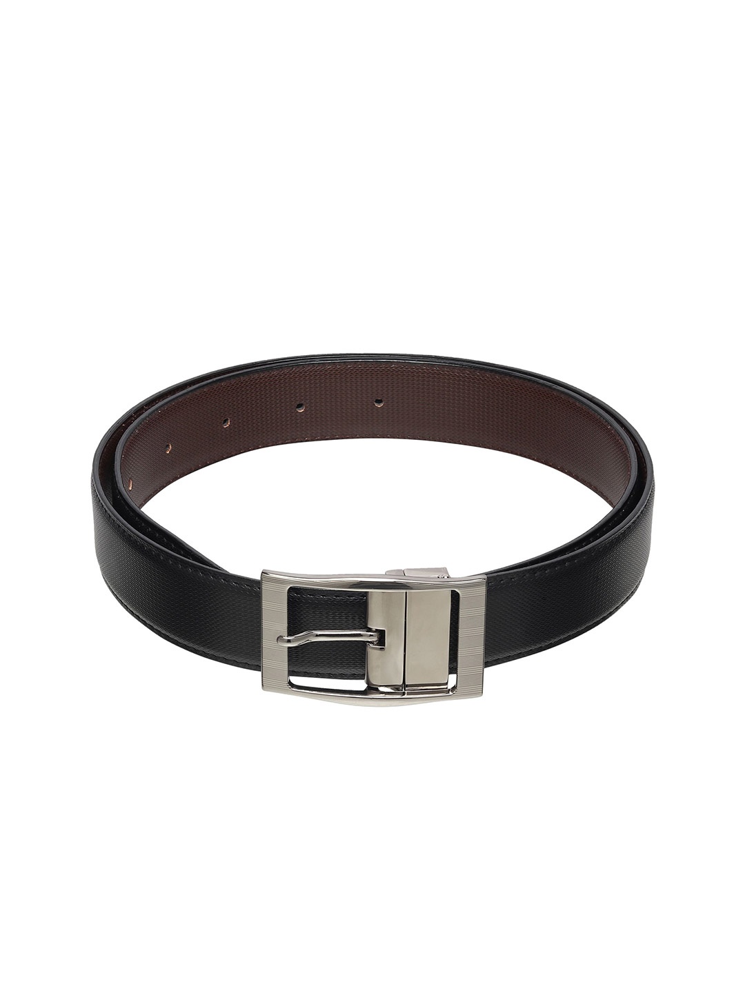 

WINSOME DEAL Men Tang Closure Textured Formal Belt, Black