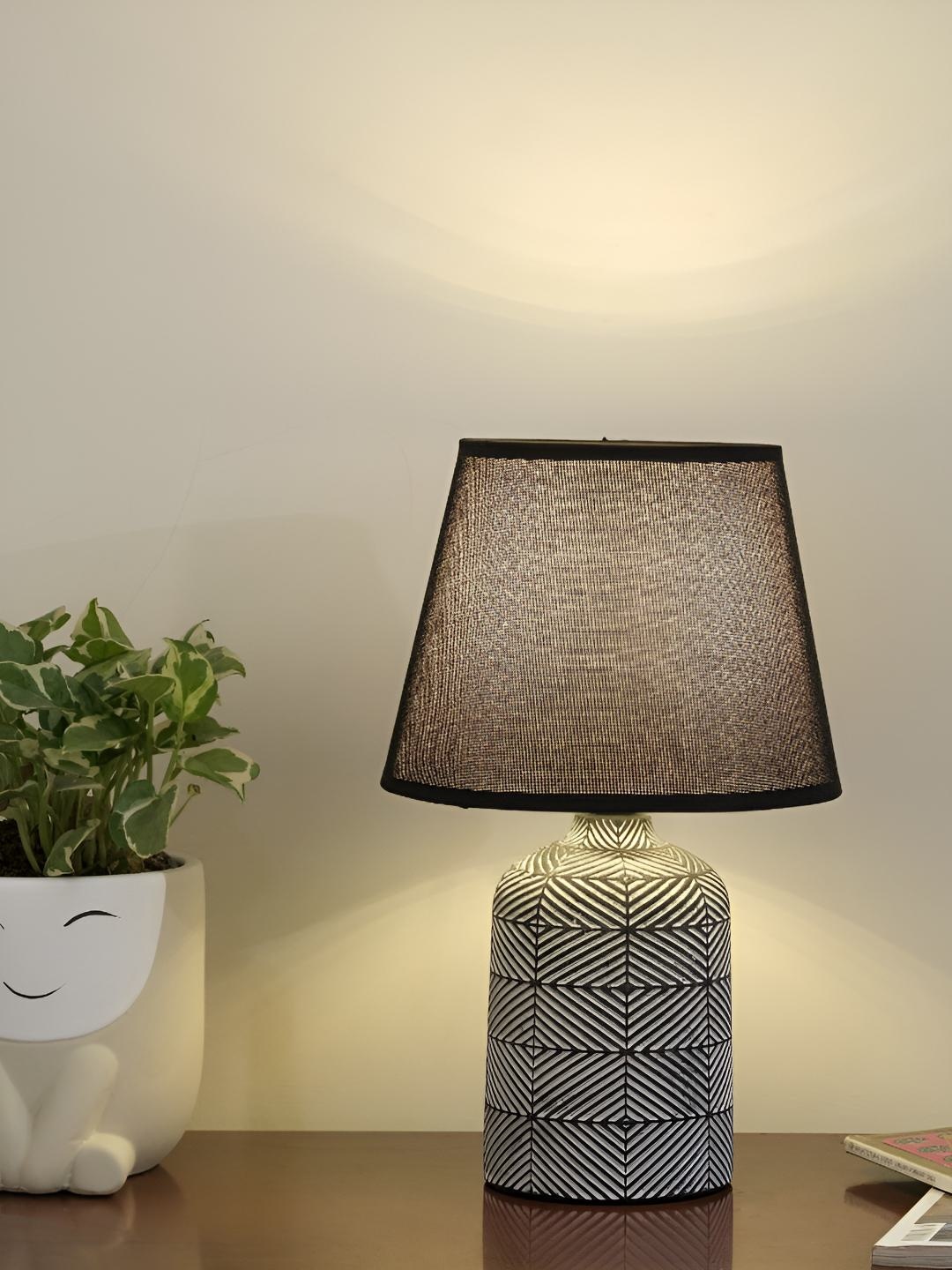 

CORAL TREE Black Textured Ceramic Frusturical Shaped Table Lamp