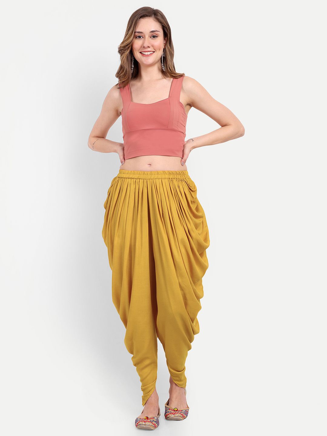 

Sajke Women's Solid Dhoti Pant, Yellow