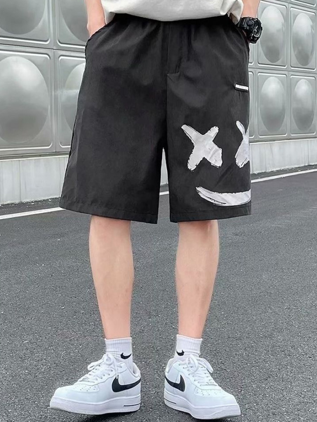 

StyleCast Men Striped Printed Shorts, Black