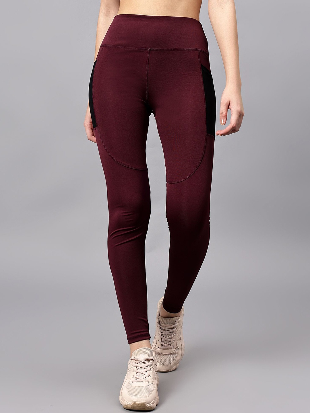 

COSVOS Slim-Fit Ankle-Length Gym Tights, Maroon