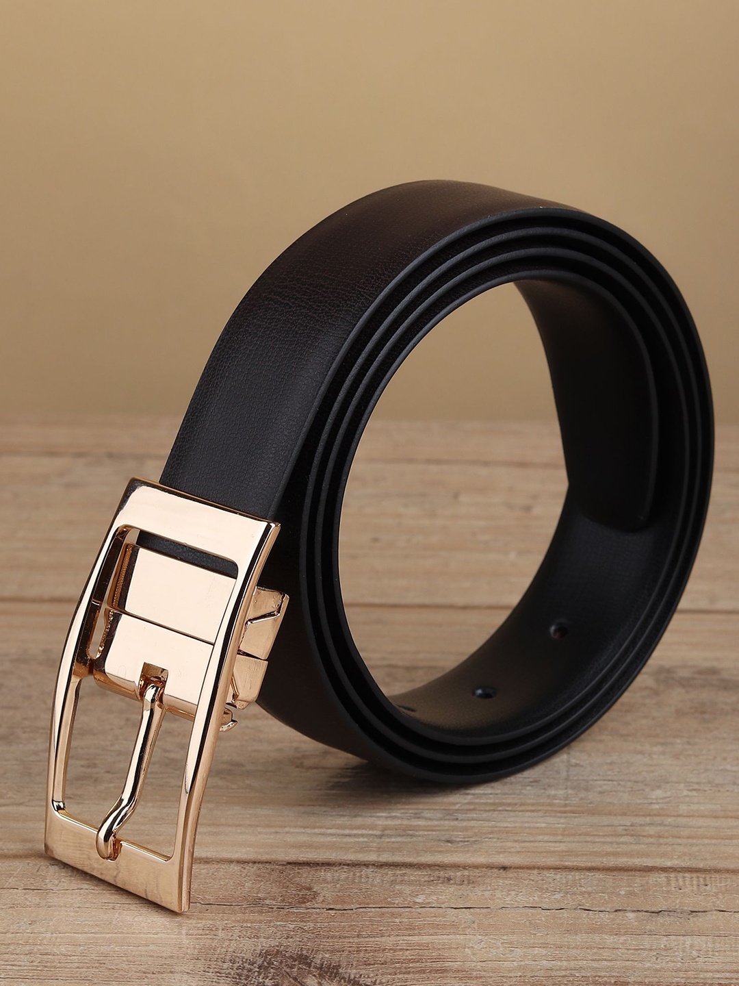 

WINSOME DEAL Men Push Pin Closure Textured Formal Belt, Brown