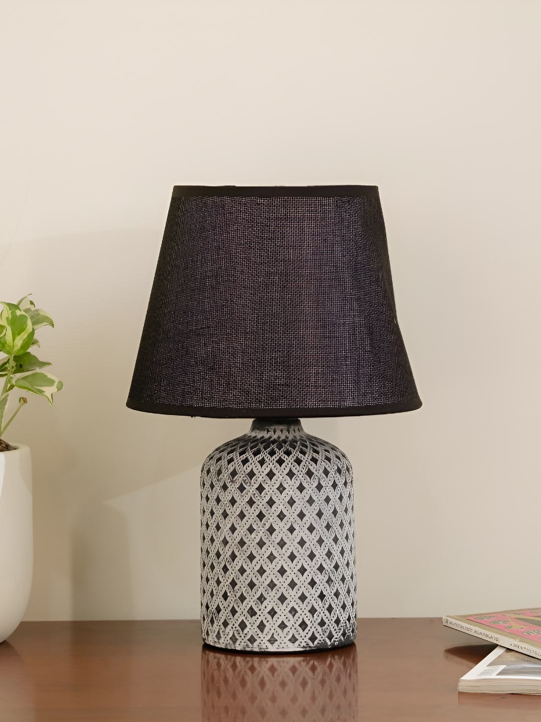 

CORAL TREE Black Textured Ceramic Frusturical Shaped Table Lamp