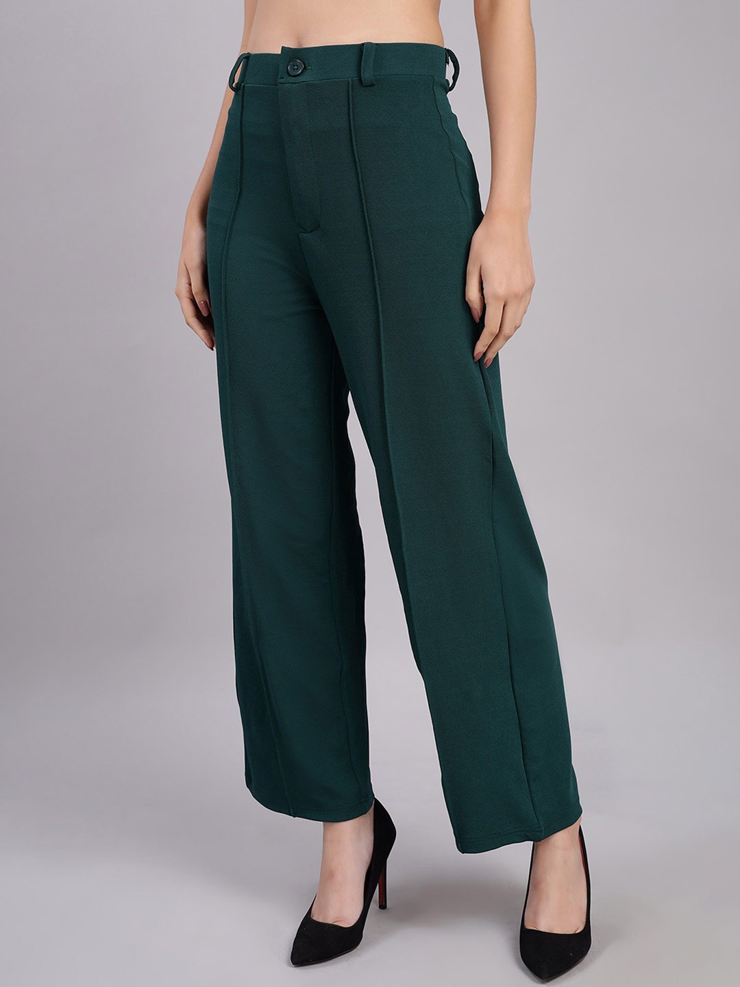 

VISO Women Mid-Rise Parallel Trousers, Green