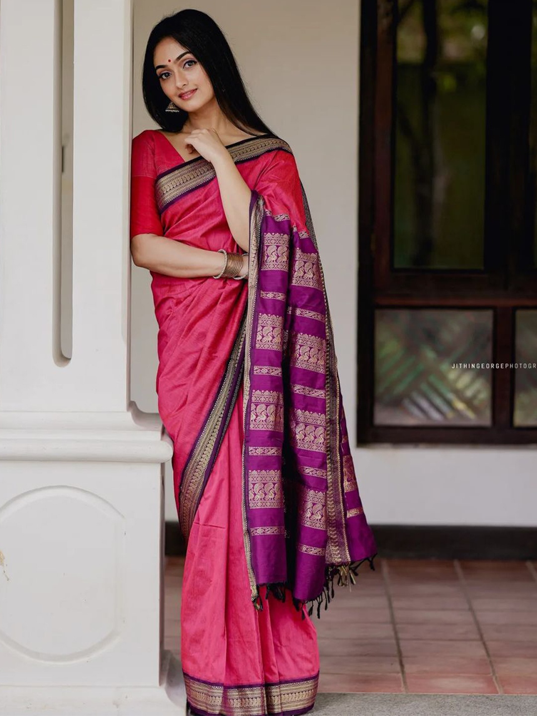 

Upalksh Zari Banarasi Saree, Pink