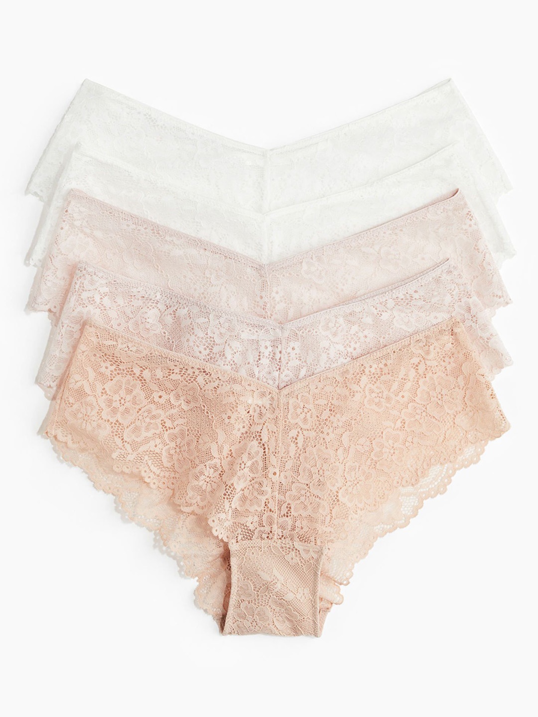 

H&M 5-Pack Lace Hipster Briefs, Pink