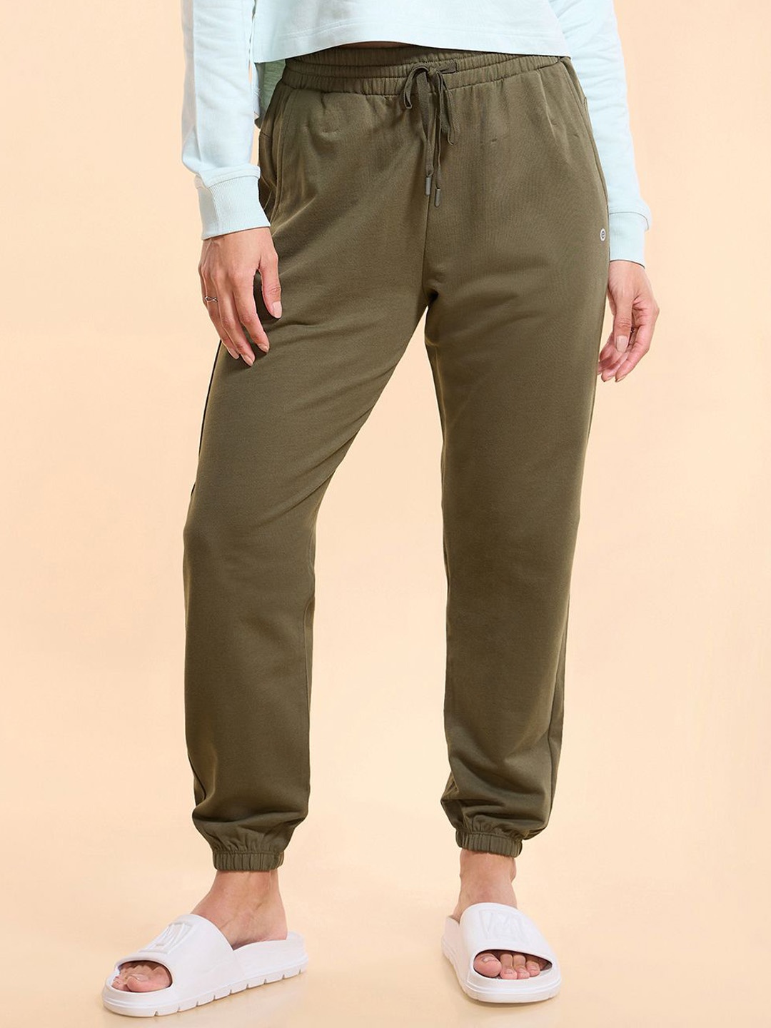 

Enamor French Terry Relaxed Fit High Waist Jogger-E406, Olive