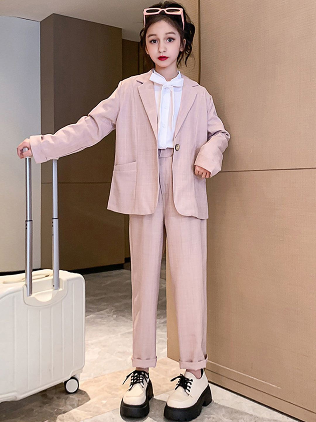 

INCLUD Girls Shirt with Trousers, Pink